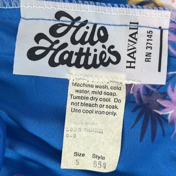 Hilo Hattie Womens Maxi Hawaiian Dress Vintage Blue Floral Tie Straps Small - Picture 8 of 8